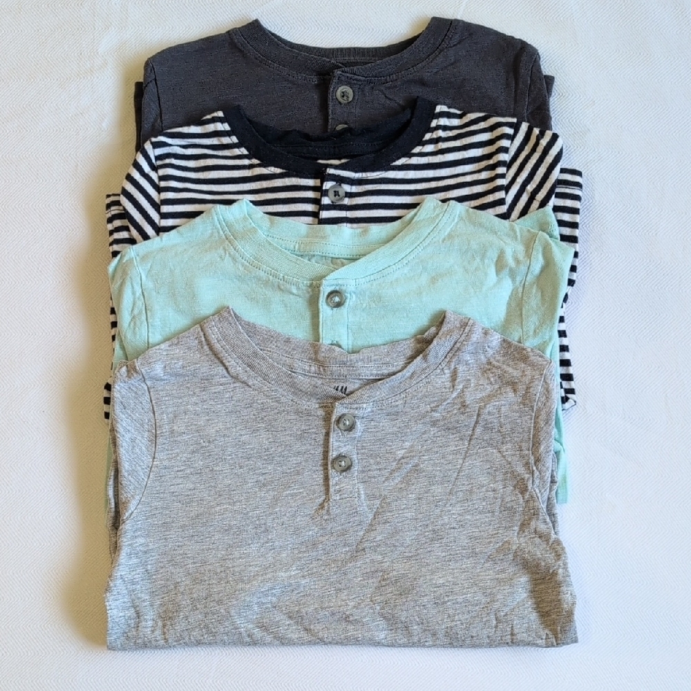 H&M 4-pack lightweight cotton long sleeve henley shirt lot bundle 2-4 YRS boys